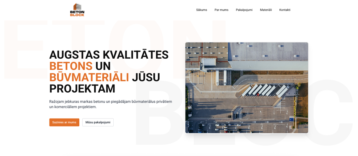 Betonblock SIA mājaslapas izstrāde