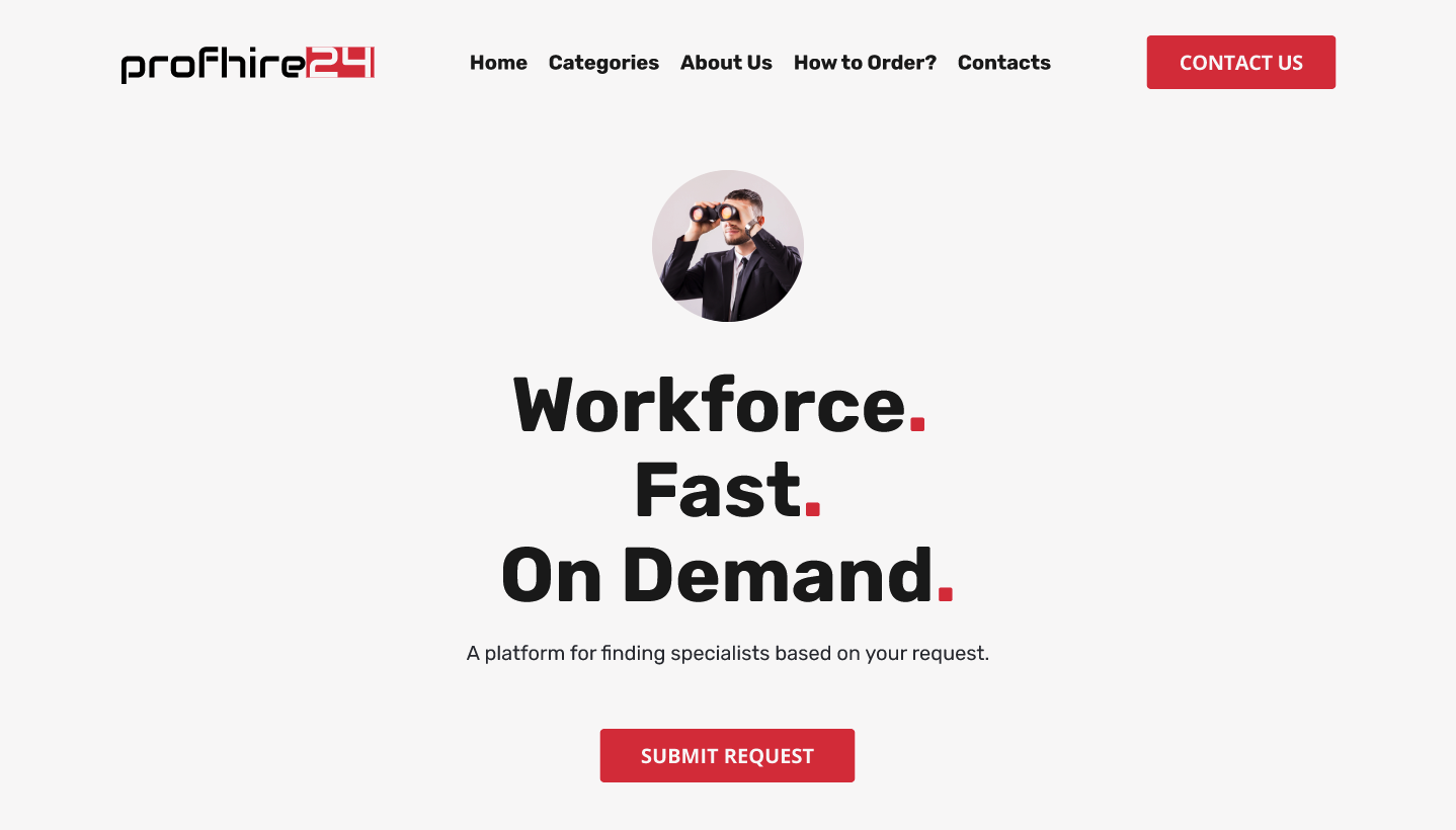 ProfHire24 – On-Demand Workforce Service Website (Design)